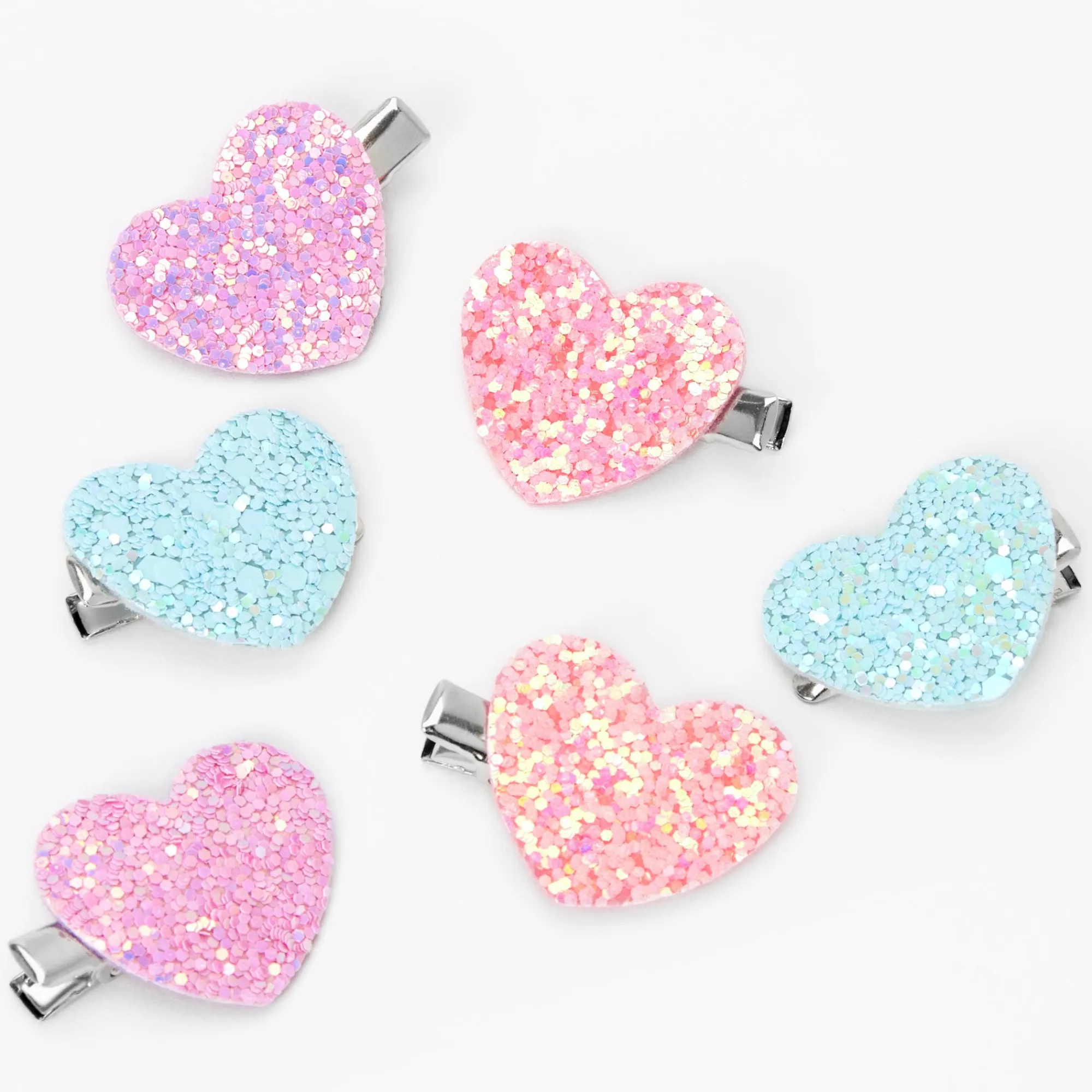 Claire's Noeuds Pour Cheveux|Barrettes Et Pinces-Barrettes à paillettes cœur pastel Claire's Club - Lot de 6