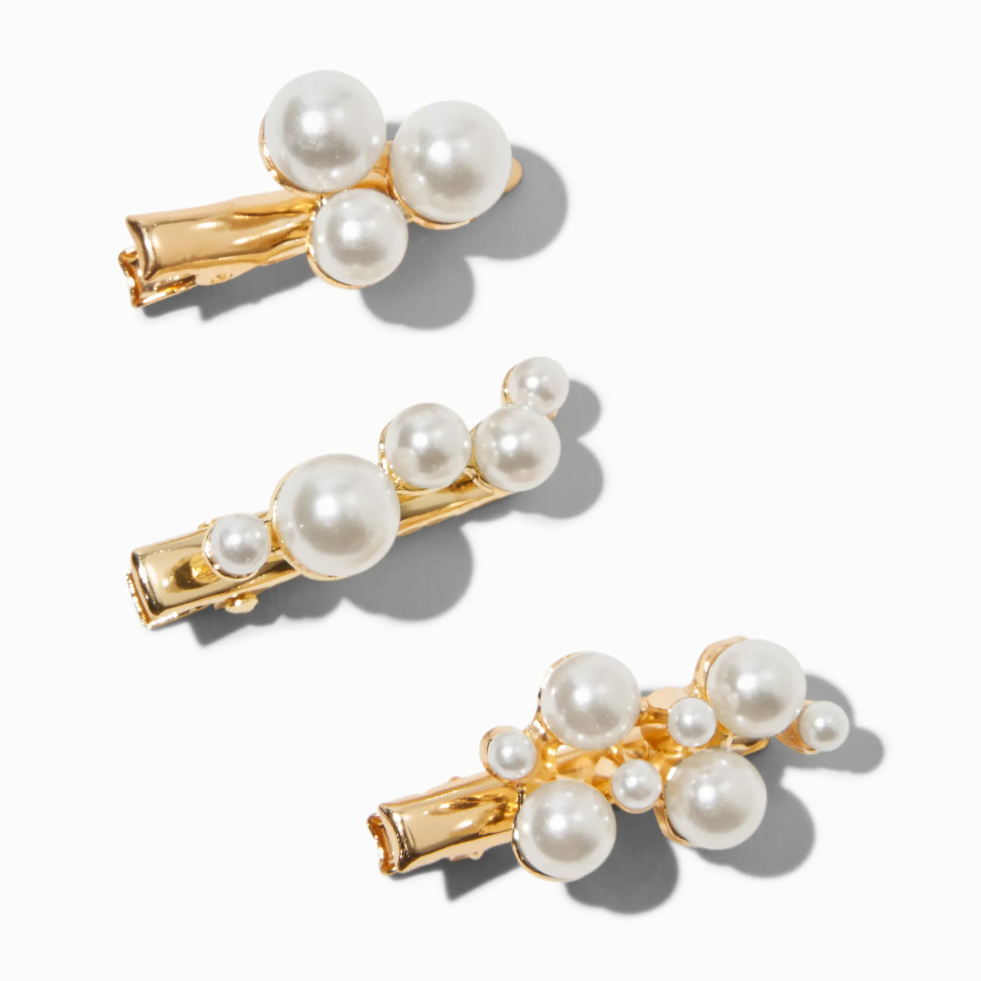Claire's Barrettes Et Pinces-Barrettes perle d'imitation couleur dorée - Lot de 3