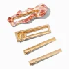 Claire's Barrettes Et Pinces-Barrettes rectangulaires ondulées métalliques couleur dorée - Lot de 4