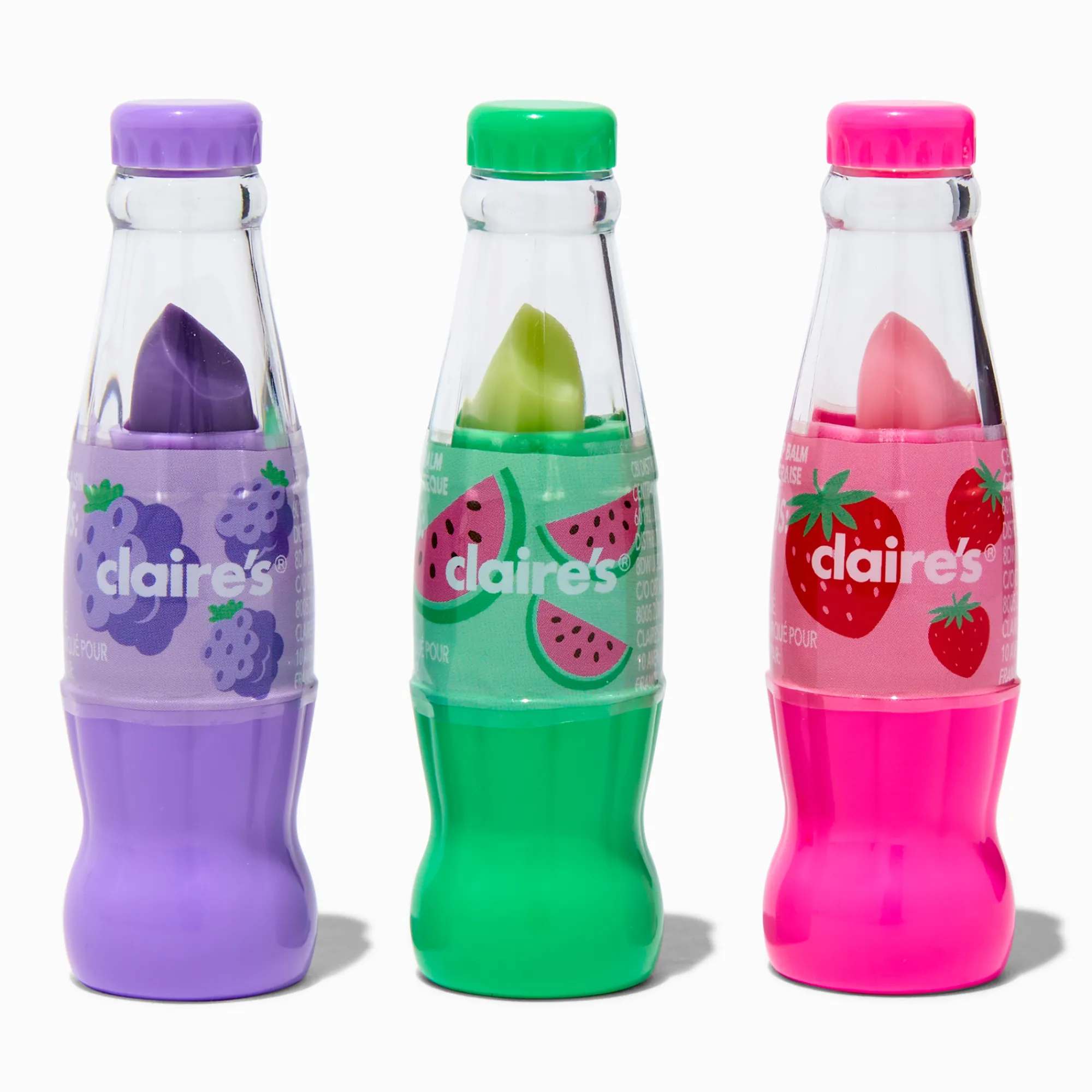Claire's Lèvres-Baumes à lèvres bouteille de soda - Lot de 3