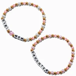 Claire's Bracelets-Best Friends Beaded "Girl Mom" & "Daughter" Stretch Bracelets - 2 Pack