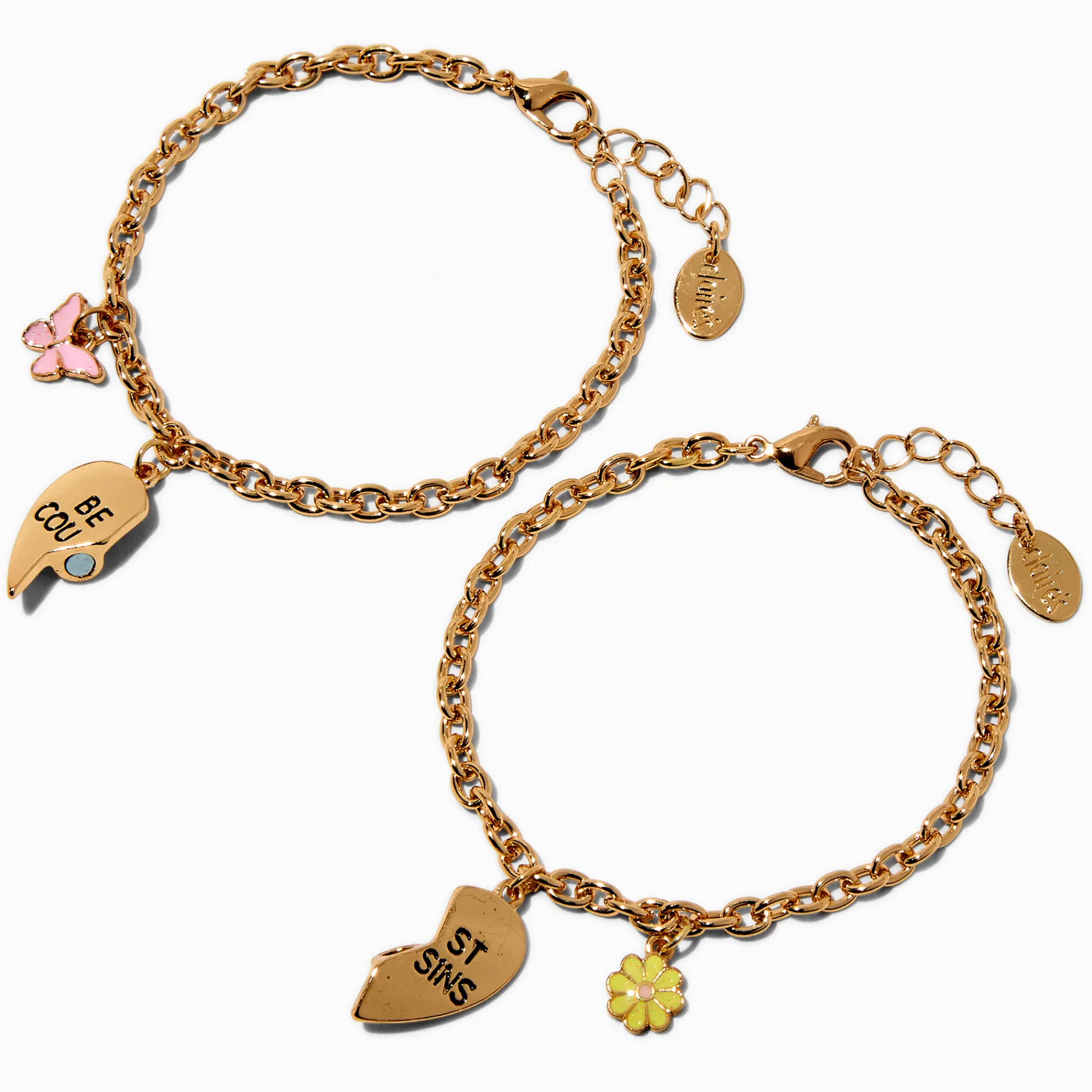 Claire's Bracelets-Best Friends Best Cousins Split Heart Chain Bracelets - 2 Pack
