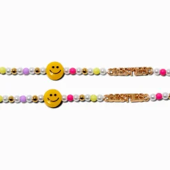 Claire's Colliers-Best Friends Besties Happy Face Beaded Choker Necklaces - 2 Pack