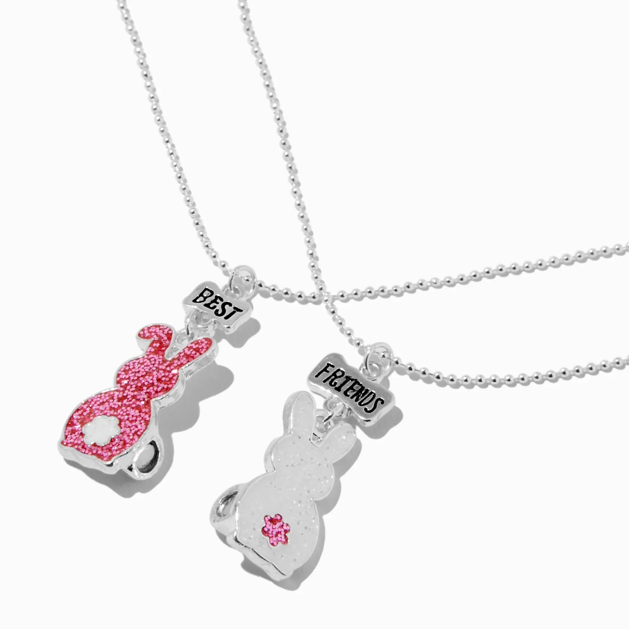 Claire's Colliers-Best Friends Bunny Tail Pendant Necklaces - 2 Pack