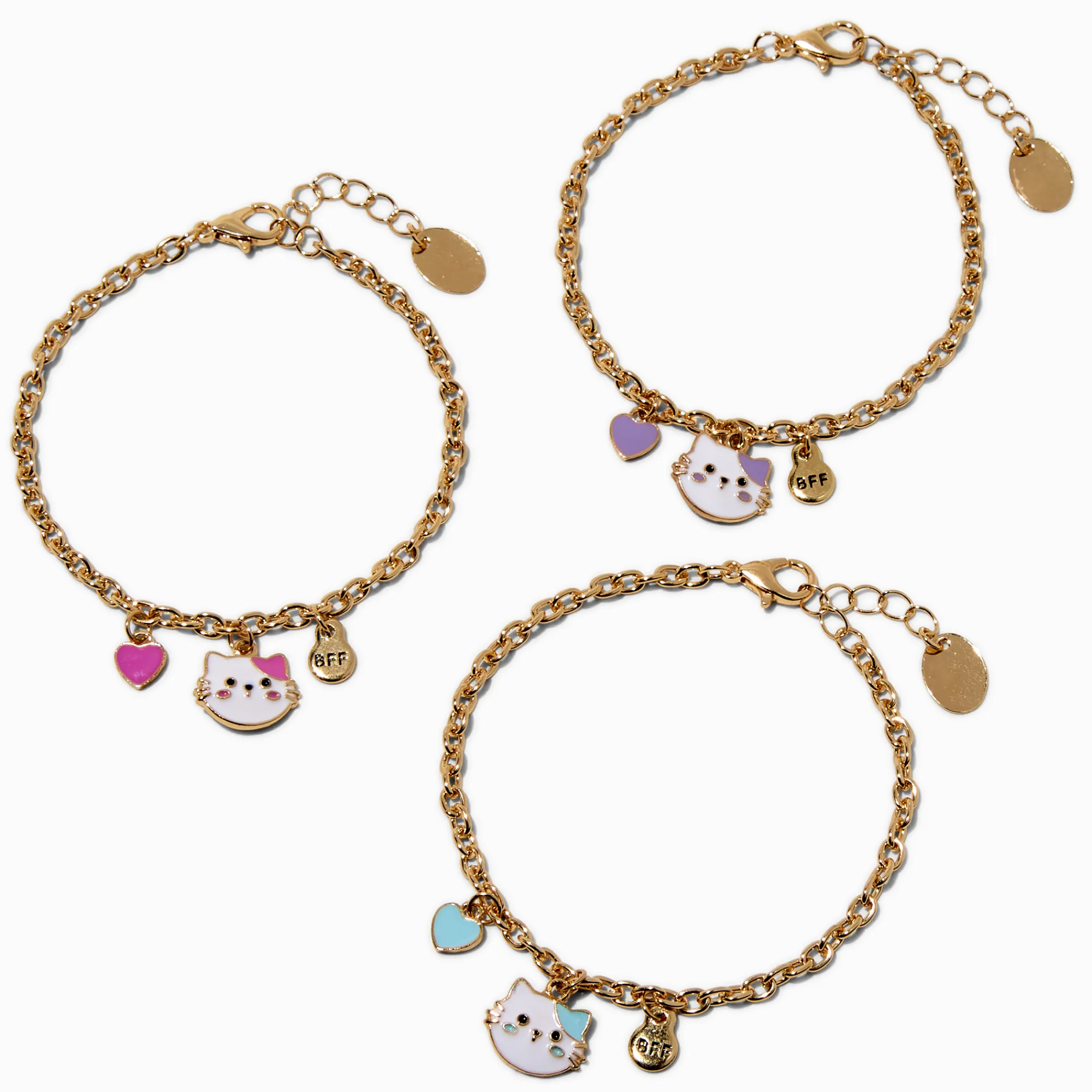 Claire's Bracelets-Best Friends Cat Charm Bracelets - 3 Pack