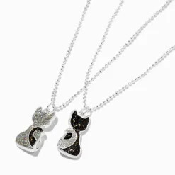 Claire's Colliers-Best Friends Glitter Kitty Cat Pendant Necklaces - 2 Pack