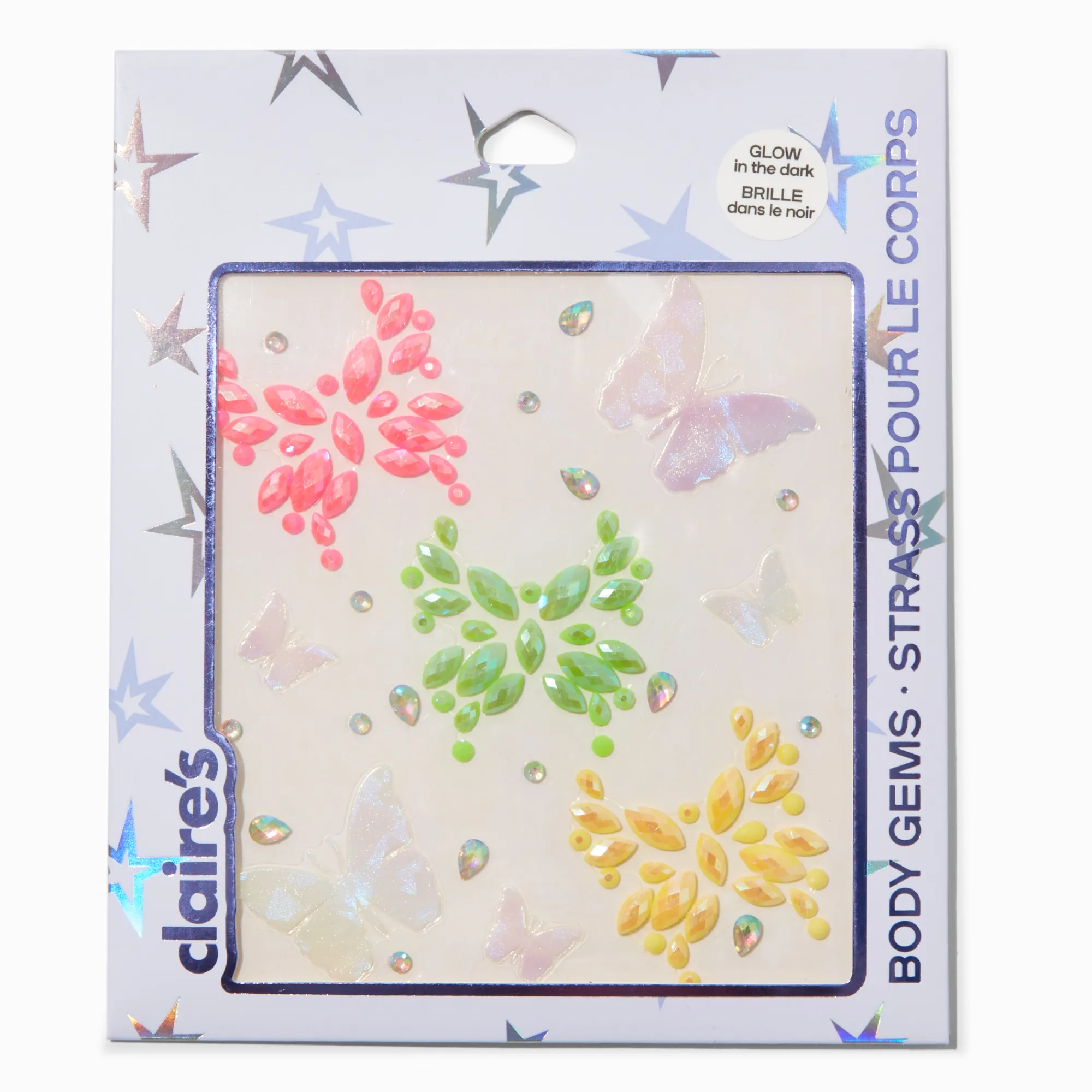 Claire's Paillettes Et Bijoux De Peau-Bijoux de corps papillon phosphorescents