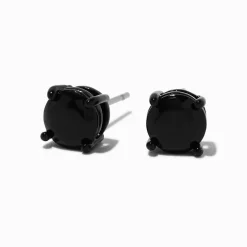 Claire's Clous D'oreilles-Black Cubic Zirconia 7mm Round Stud Earrings