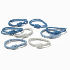 Claire's Élastiques-Blue Athletic Knit Hair Ties - 8 Pack