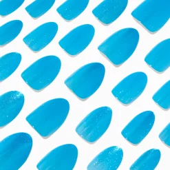 Claire's Ongles-Blue Glitter Gel Almond Vegan Faux Nail Set - 24 Pack