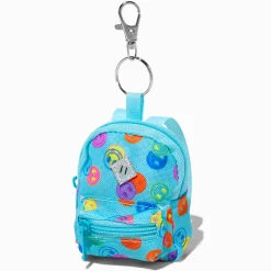 Claire's Porte-clés-Blue Happy Face Mini Backpack Keychain