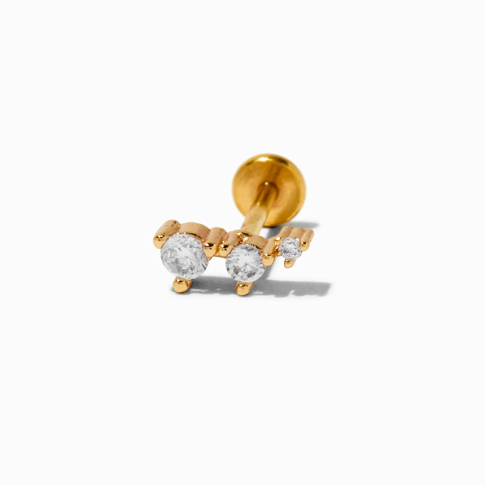 Claire's Bijoux De Piercing-Boucle d’oreille pour cartilage non filetée 1,0 mm incurvée en zircon cubique couleur dorée
