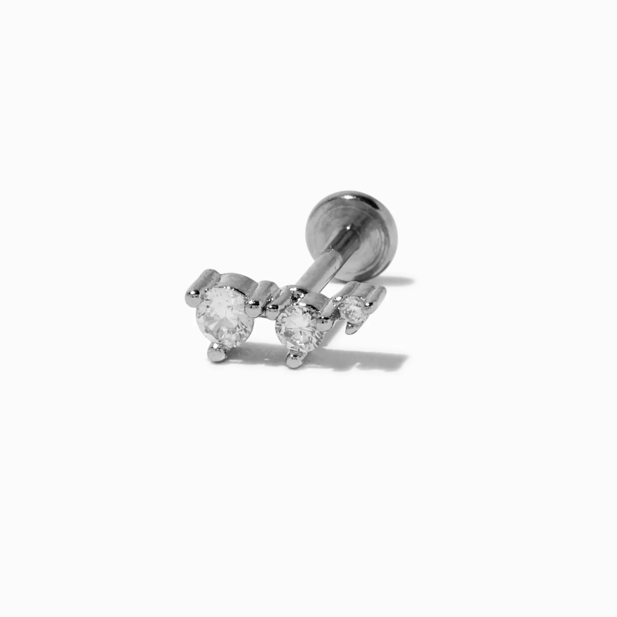 Claire's Bijoux De Piercing-Boucle d’oreille pour cartilage non filetée 1,0 mm incurvée en zircon cubique couleur argentée