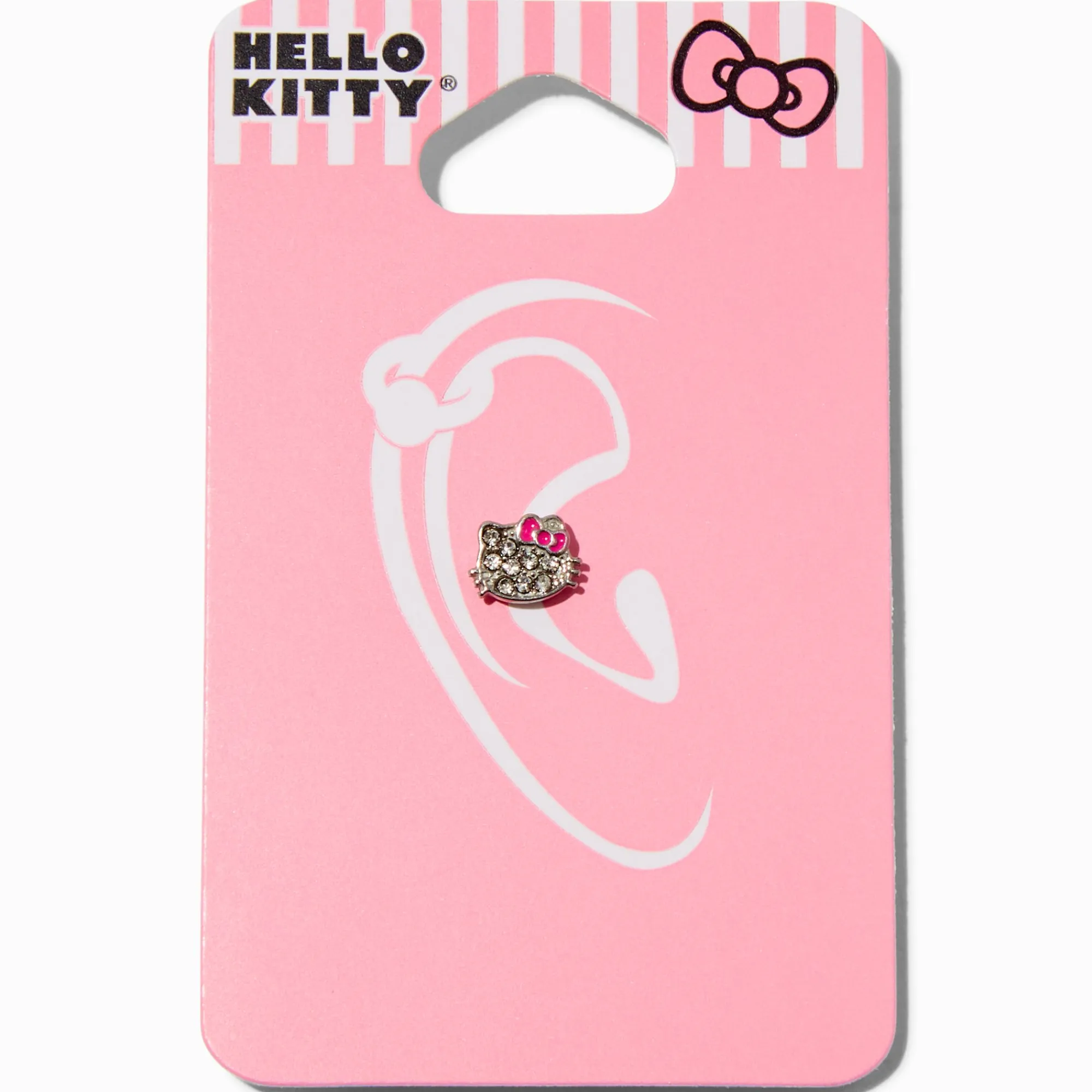 Claire's Bijoux Premium|Bijoux De Piercing-Boucle d’oreille pour piercing au cartilage 0,8 mm visage strass en acier inoxydable Hello Kitty®