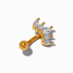 Claire's Bijoux De Piercing-Boucle d’oreille rook 1,0 mm couronne en zircon cubique en titane couleur dorée