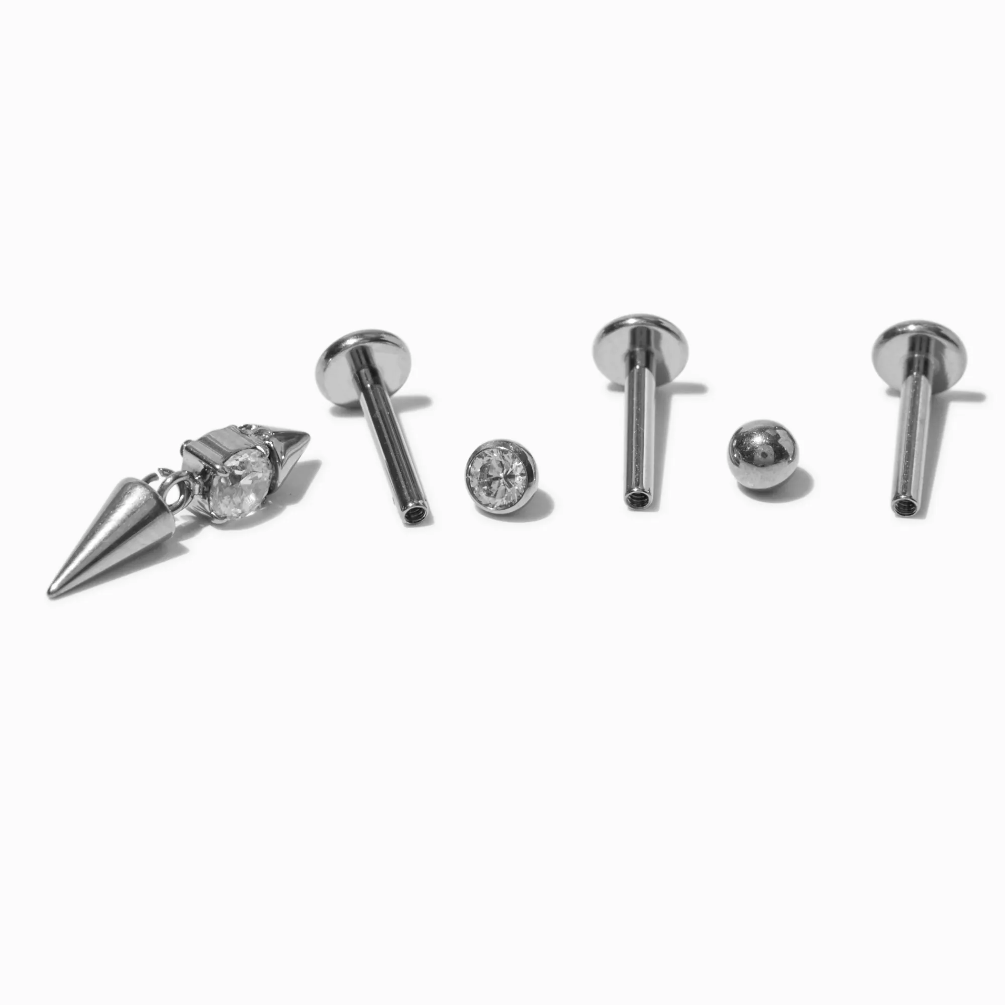 Claire's Bijoux De Piercing-Boucle d'oreille hélix non filetée 1,2 mm à pointe en titane couleur argentée - Lot de 3