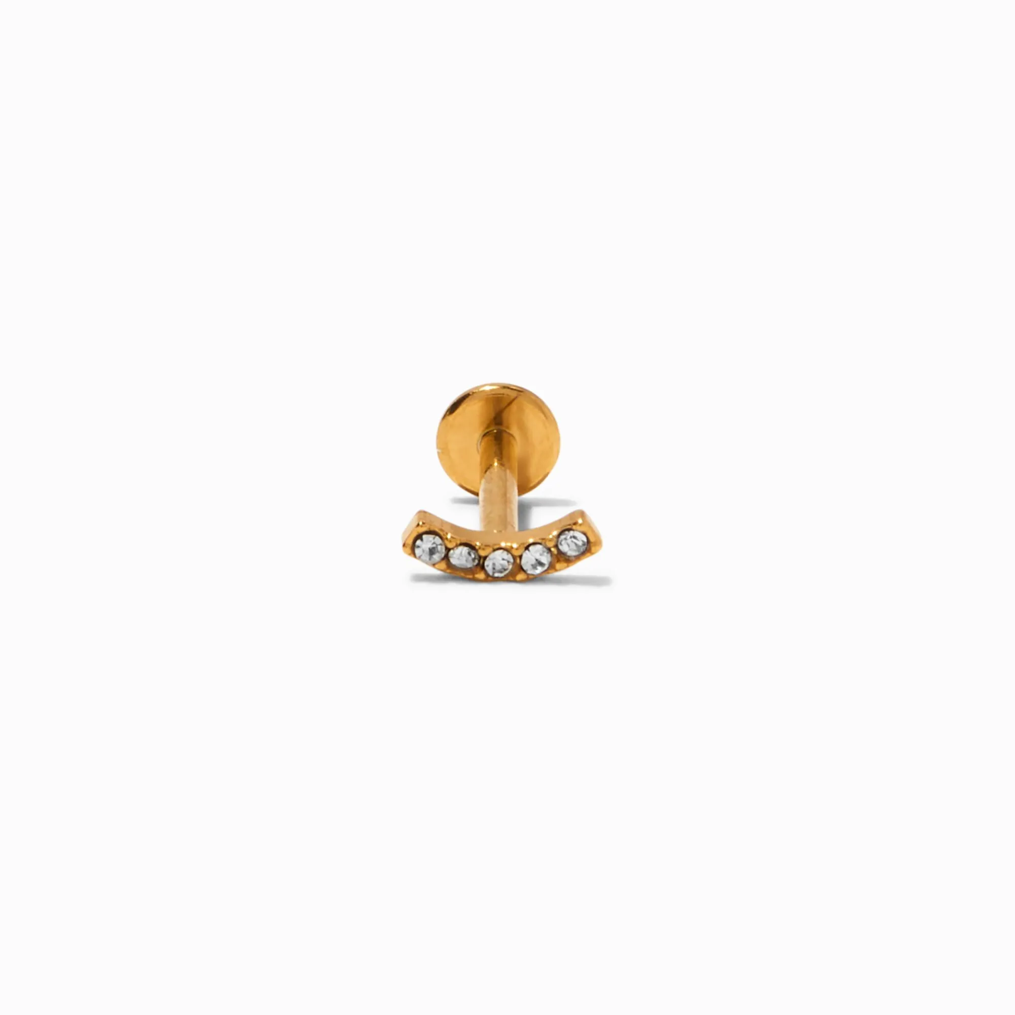 Claire's Bijoux Premium|Bijoux De Piercing-Boucle d'oreille pour piercing hélix 1,2 mm incurvée avec strass couleur dorée