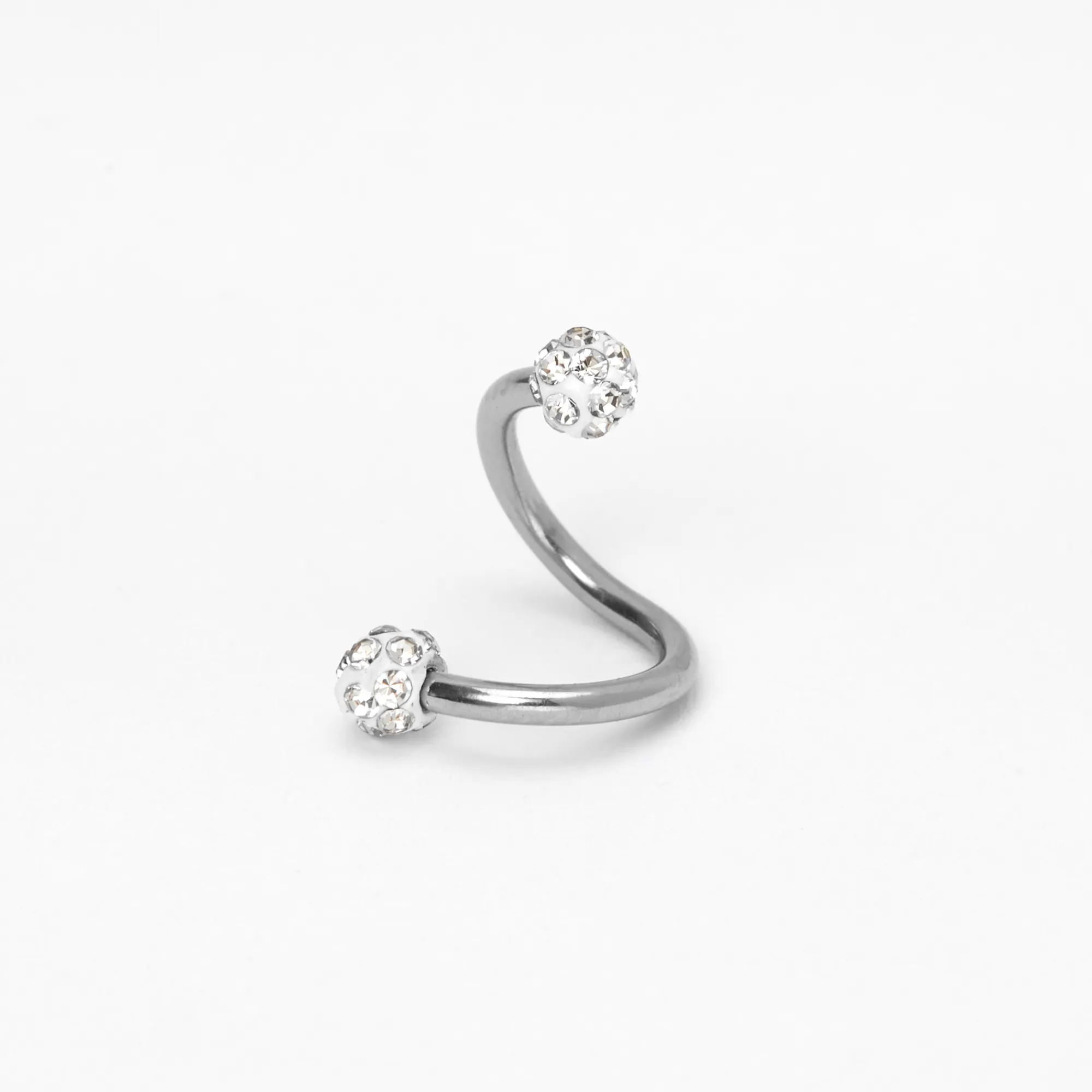 Claire's Bijoux De Piercing-Boucle d'oreille pour piercing de cartilage torsadée boule de feu avec strass 1,2 mm couleur argentée