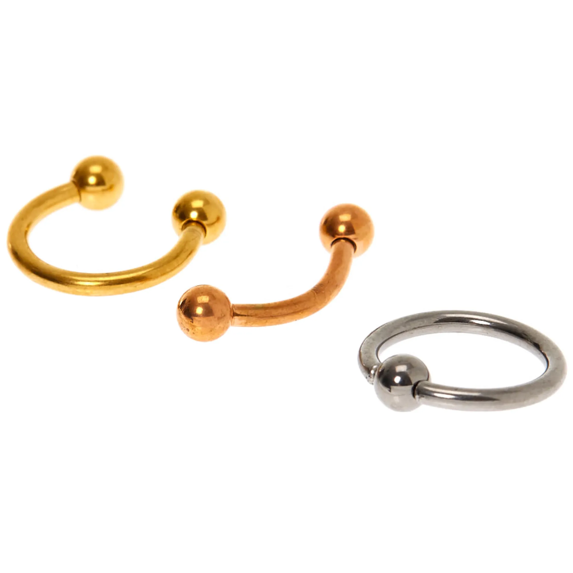 Claire's Bijoux De Piercing-Boucles de cartilage assorties 16 g couleur titanée en métaux mixtes - Lot de 3