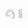 Claire's Clips Et Autocollants-Boucles d’oreilles à clip feuilles décorées 10 mm couleur argentée
