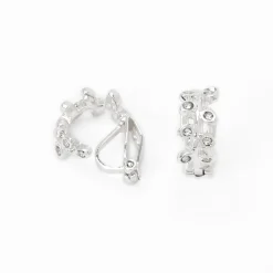 Claire's Clips Et Autocollants-Boucles d’oreilles à clip feuilles décorées 10 mm couleur argentée