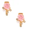 Claire's Clips Et Autocollants|Clous D'oreilles-Boucles d’oreilles à clip rose en strass couleur doré rose