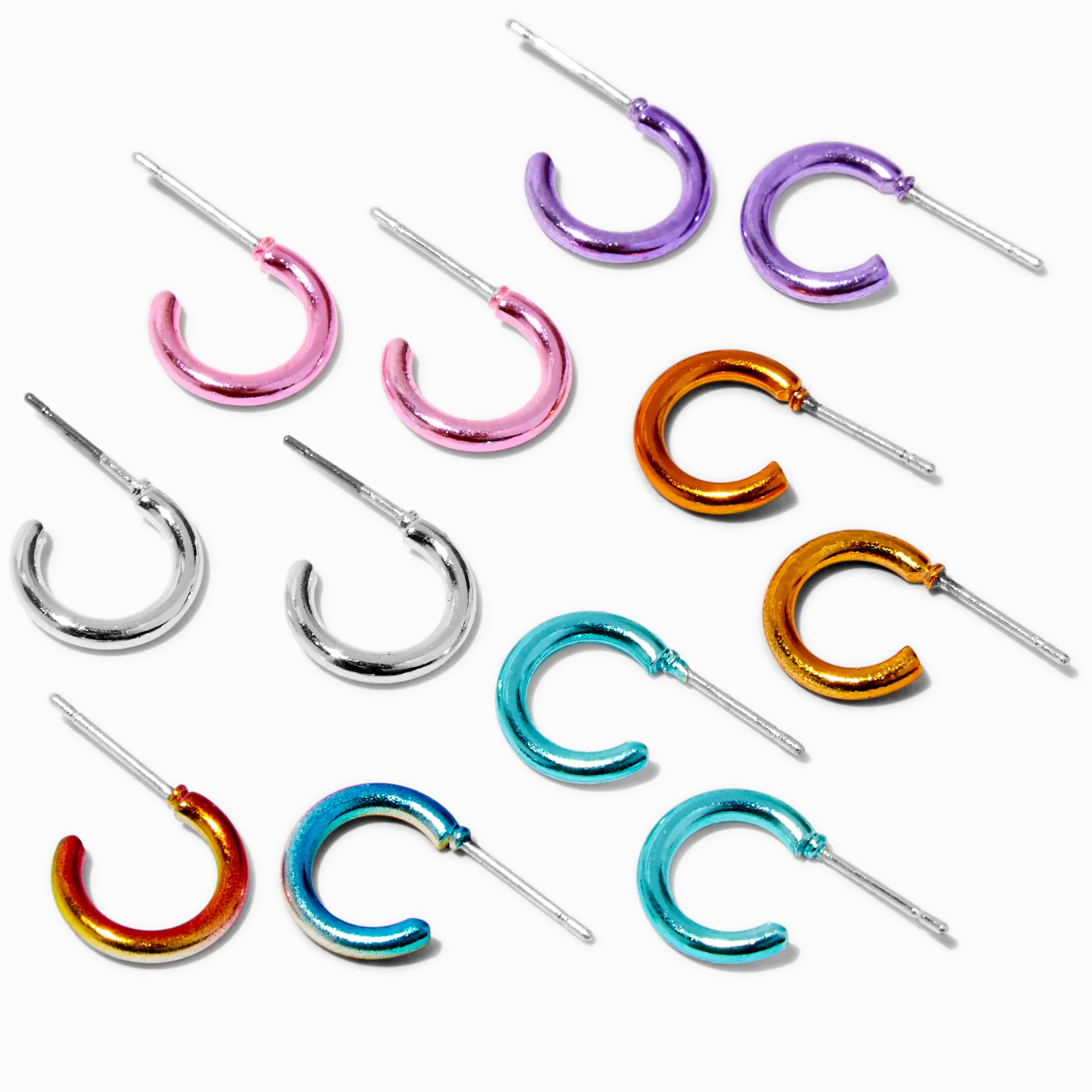 Claire's Anneaux-Boucles d’oreilles huggies 15 mm anodisées - Lot de 6