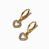 Claire's Anneaux|Bijoux Premium-Boucles d’oreilles huggies 10 mm cœur ajouré strass couleur dorée jaune C LUXE by Claire's