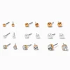 Claire's Clous D'oreilles-Boucles d’oreilles perle d'imitation, strass, de tailles graduelles couleur dorée - Lot de 9