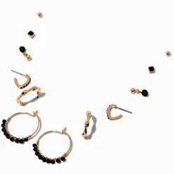 Claire's Anneaux|Clous D'oreilles-Boucles d’oreilles perlées empilables icônes en onyx d'imitation - Lot de 6