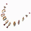 Claire's Anneaux|Clous D'oreilles-Boucles d’oreilles superposables couleur dorée et strass roses et violets - Lot de 6