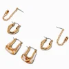 Claire's Anneaux-Boucles d’oreilles superposables en forme de U effet marbré couleur dorée - Lot de 3