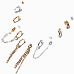Claire's Anneaux|Clous D'oreilles-Boucles d’oreilles superposables glamour en métaux mixtes - Lot de 12