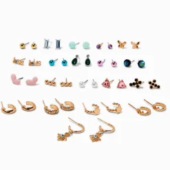 Claire's Anneaux|Clous D'oreilles-Boucles d’oreilles superposables à chaîne couleur dorée - Lot de 20