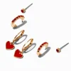 Claire's Pendantes|Clous D'oreilles-Boucles d’oreilles superposables aux designs variés strass et cœurs rouges - Lot de 3