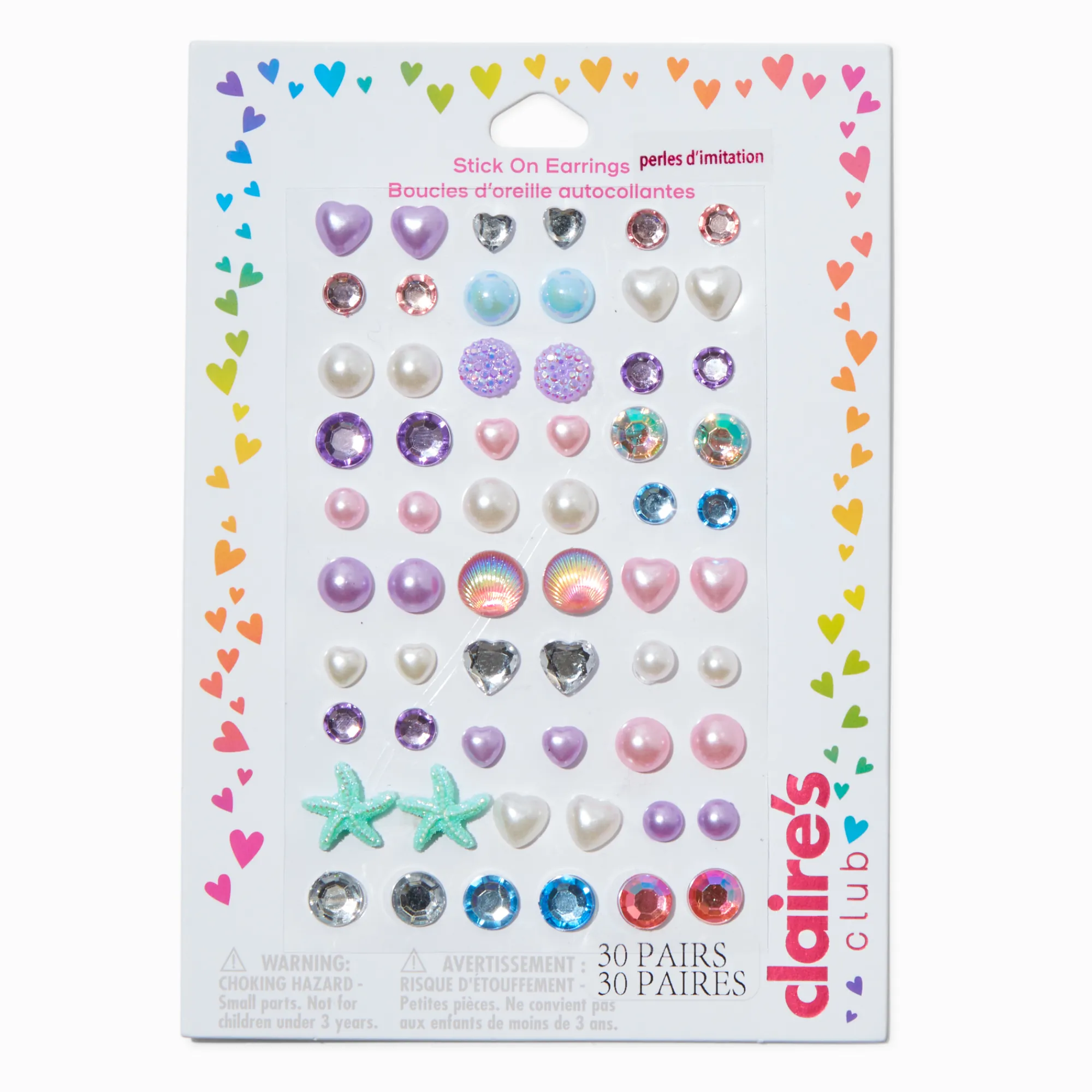 Claire's Clips Et Autocollants-Boucles d'oreilles autocollantes sirène Claire's Club - Lot de 30
