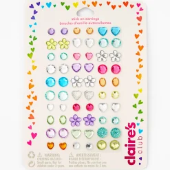 Claire's Clips Et Autocollants-Boucles d'oreilles autocollantes avec strass arc-en-ciel Claire's Club - Lot de 30