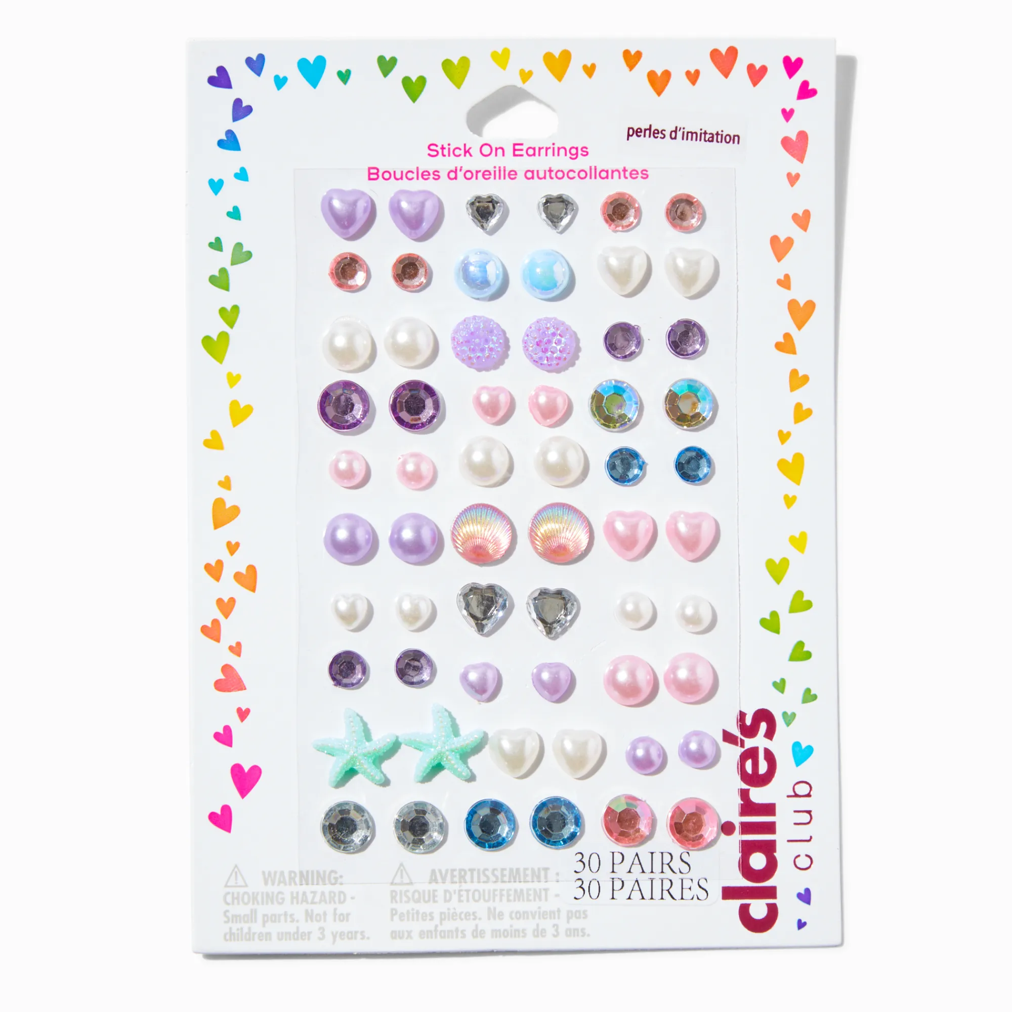 Claire's Clips Et Autocollants-Boucles d'oreilles autocollantes sirène Claire's Club - Lot de 30