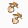 Claire's Pendantes|Clous D'oreilles-Boucles d'oreilles avec pendentif cœur nœud couleur dorée