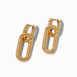 Claire's Anneaux|Pendantes-Boucles d'oreilles chaînes texturées couleur dorée