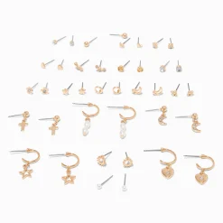Claire's Anneaux|Clous D'oreilles-Boucles d'oreilles célestes couleur dorée - Lot de 20