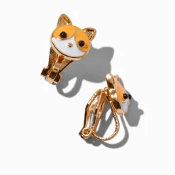 Claire's Clips Et Autocollants-Boucles d'oreilles à clip chat tigré orange