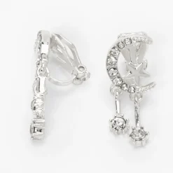 Claire's Clips Et Autocollants|Clous D'oreilles-Boucles d'oreilles à clip célestes strass en zircon cubique d'imitation couleur argentée