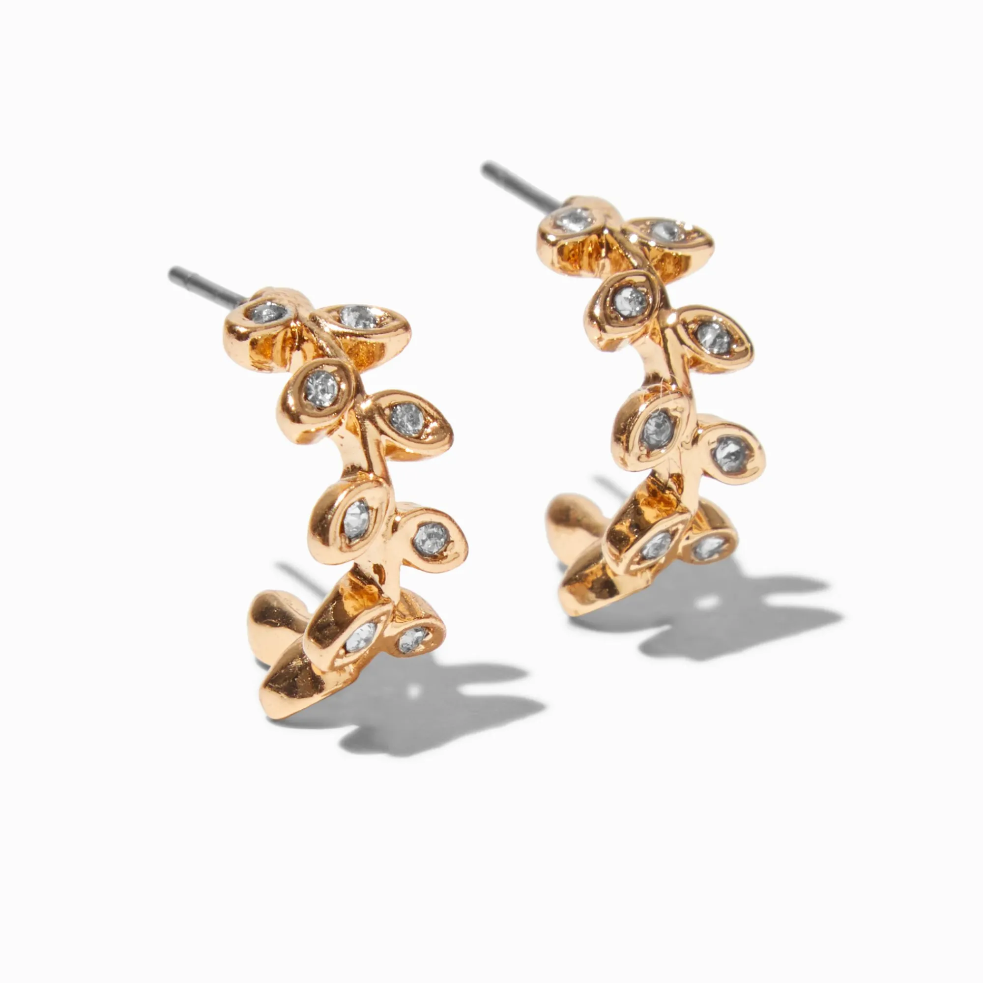 Claire's Anneaux|Clips Et Autocollants-Boucles d'oreilles à clip feuille 10 mm couleur dorée