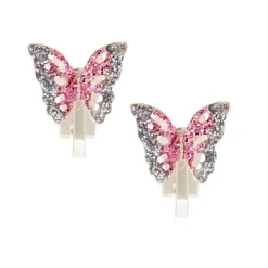 Claire's Clips Et Autocollants-Boucles d'oreilles à clip papillon pailleté