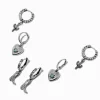 Claire's Anneaux-Boucles d'oreilles créoles superposables cowgirl couleur argentée - Lot de 3