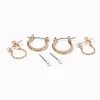 Claire's Anneaux-Boucles d'oreilles empilables perle d'imitation et couleur dorée - Lot de 3