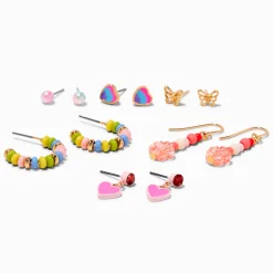 Claire's Pendantes|Clous D'oreilles-Boucles d'oreilles perlées cœur - Lot de 6