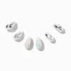 Claire's Pendantes-Boucles d'oreilles superposables haricots AB iridescents couleur argentée - Lot de 3