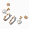 Claire's Anneaux|Clous D'oreilles-Boucles d'oreilles superposables cœur perles d'imitation couleur dorée - Lot de 3